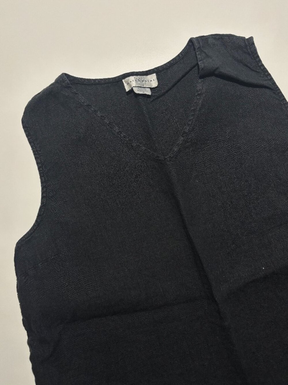 Match Point Black Vintage Linen Lagen Look Tank Top